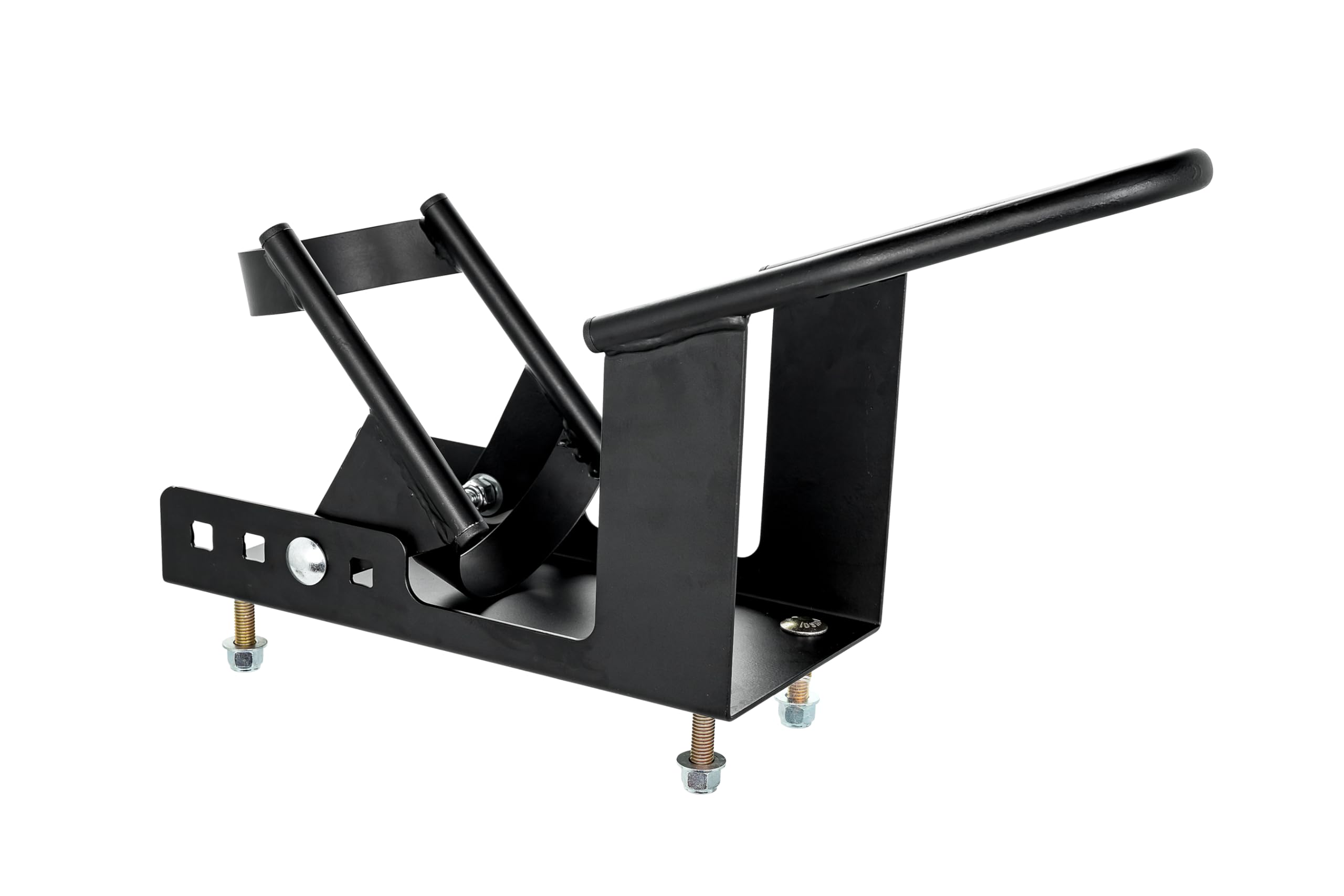 Motorcycle Wheel Chock Camco for Trailer - Includes Handlebar Straps & Mounting Hardware - Keep Your Motorcycle Upright During Transit - Mountable to Trailer or Truck Bed - Universal Tire Fit (66100)