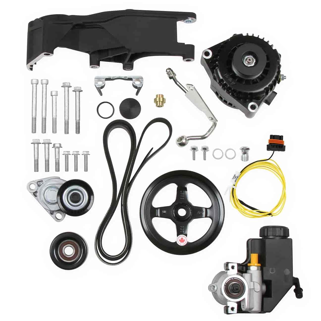 Holley Low 20-156BK LS Drive System (Alt, P/S w/o A/C) Driver's Side- Black