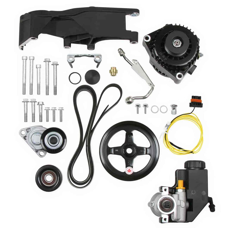 Holley Low 20-156BK LS Drive System (Alt, P/S w/o A/C) Driver's Side- Black