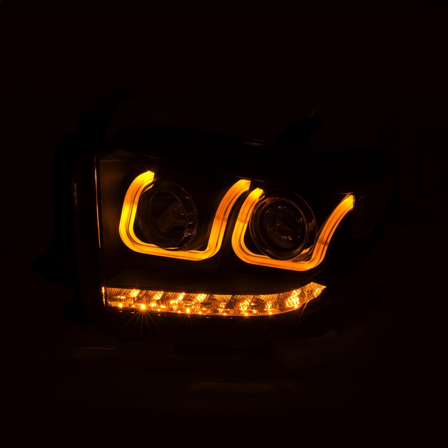 Anzo USA Projector Headlight Set 111387 w/U-Bar Switchback Black w/Amber w/LED DRL