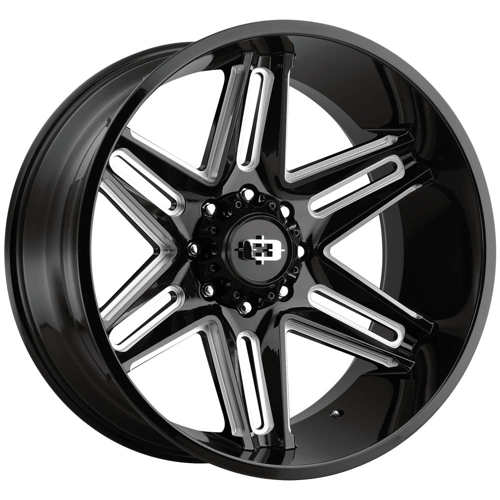 363 Razor Vision 20x10 5x5.5" -25mm Black/Milled Wheel Rim 20" Inch
