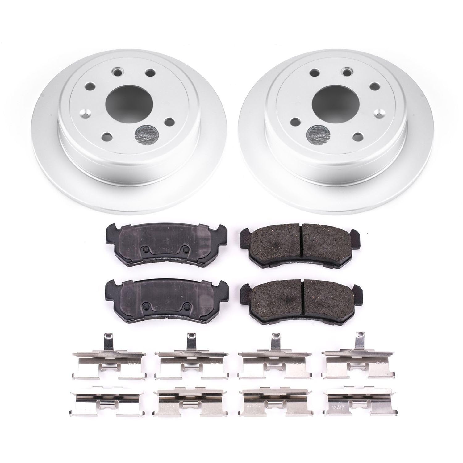 Power Stop Rear Coated Brake Rotors and Z17 Ceramic Brake Pads Kit For Suzuki Forenza 2004-2006, Suzuki Reno 2005-2006 [Model Specific]