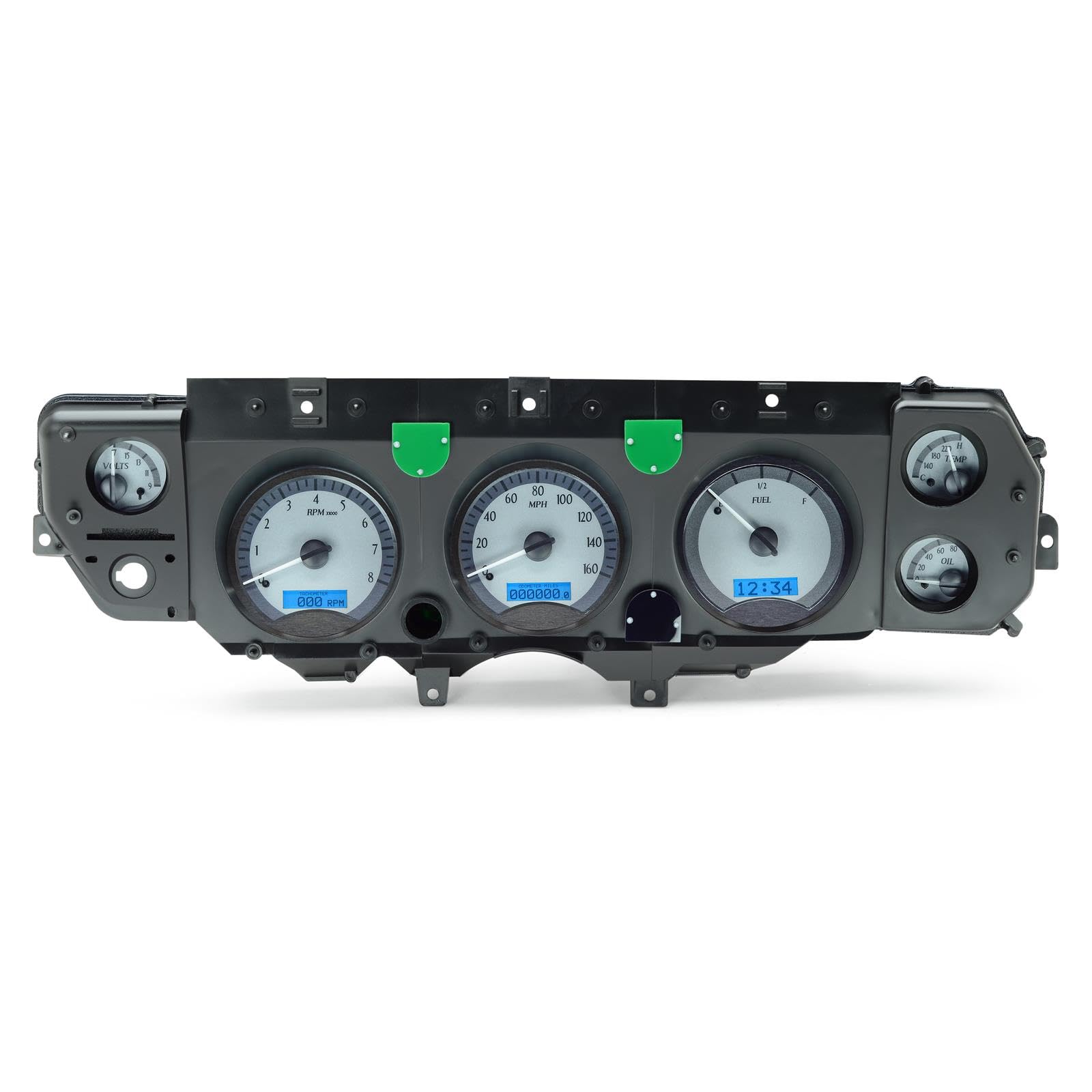 Dakota Digital VHX-70C-CVL-S-B Analog Dash Gauge System Compatible with Chevy Chevelle SS 1970-72, Monte Carlo and El Camino and 1971 GMC Sprint SP, Silver Alloy Style, Blue Backlighting