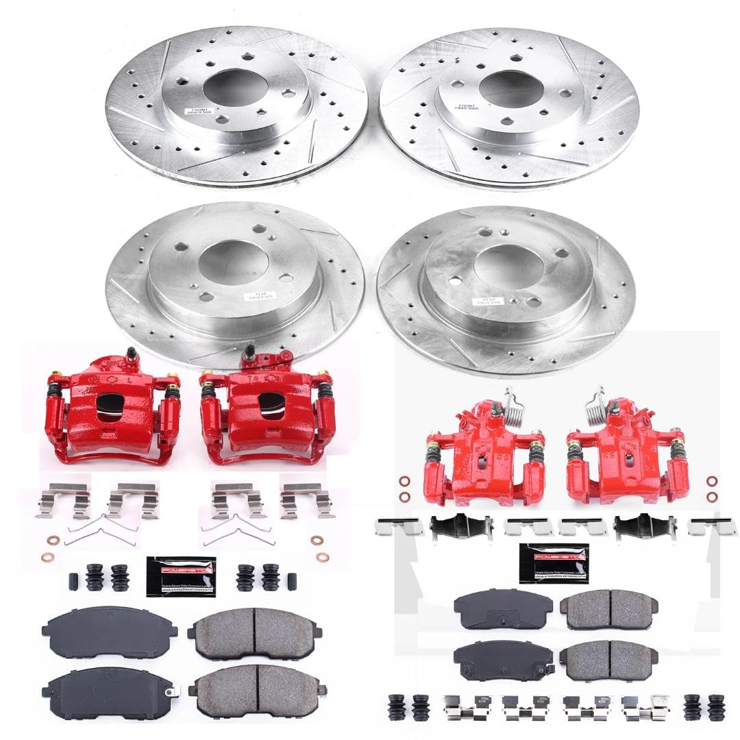 Power Stop KC751 Z23 Evolution Sport Brake Upgrade Kit Front & Rear with Powder Coated Calipers For Nissan Sentra 2001 [Model Specific]