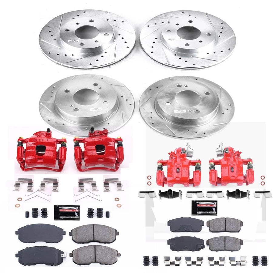 Power Stop KC751 Z23 Evolution Sport Brake Upgrade Kit Front & Rear with Powder Coated Calipers For Nissan Sentra 2001 [Model Specific]