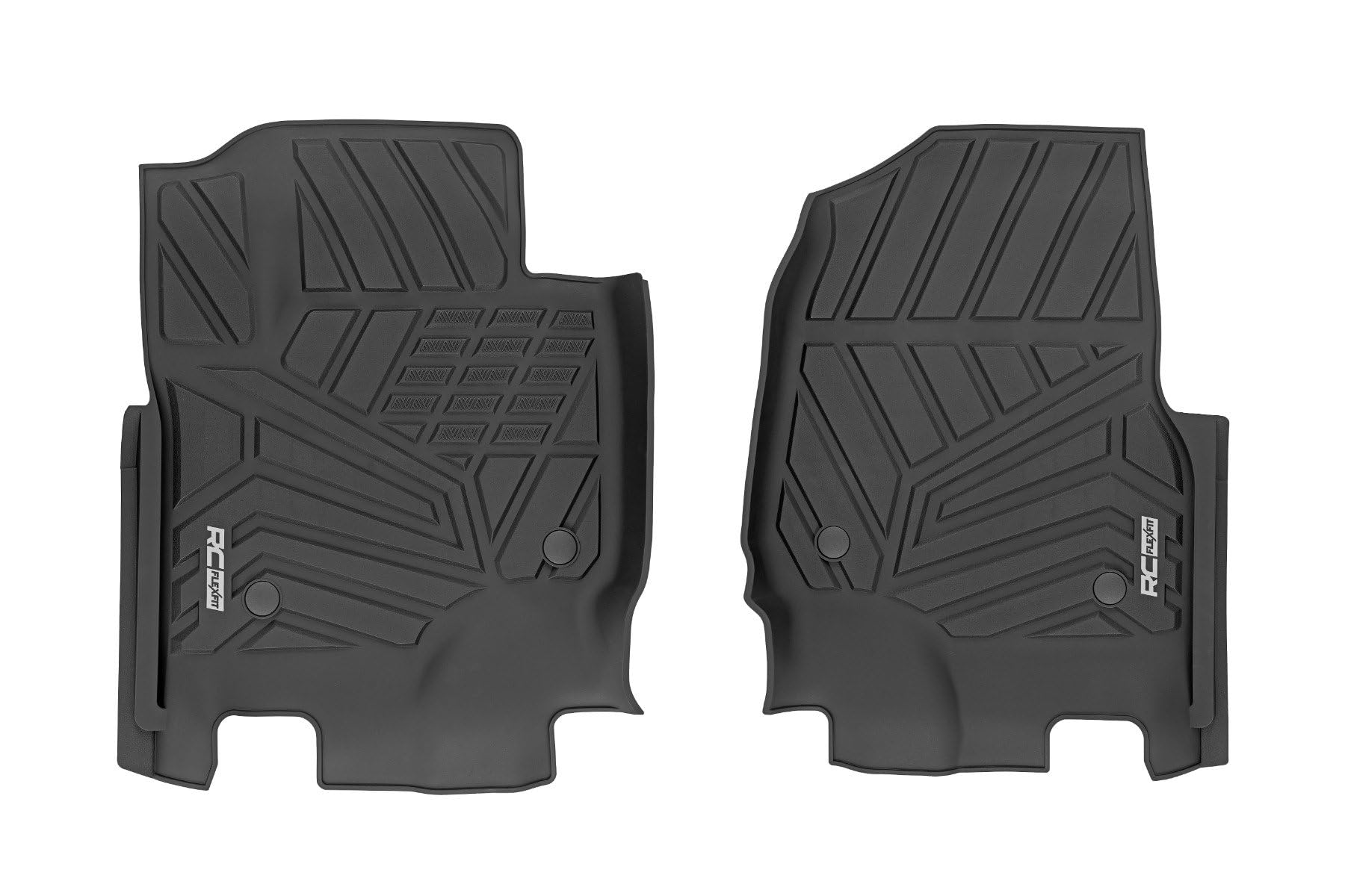Flex-Fit Rough Country Front Floor Mats for Ford F-250/F-350 Super Duty (2017-2025) Crew Cab - Custom All-Weather Non-Slip TPE Liners w/Spill Saver Lip