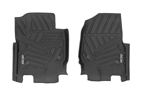 Flex-Fit Rough Country Front Floor Mats for Ford F-250/F-350 Super Duty (2017-2025) Crew Cab - Custom All-Weather Non-Slip TPE Liners w/Spill Saver Lip