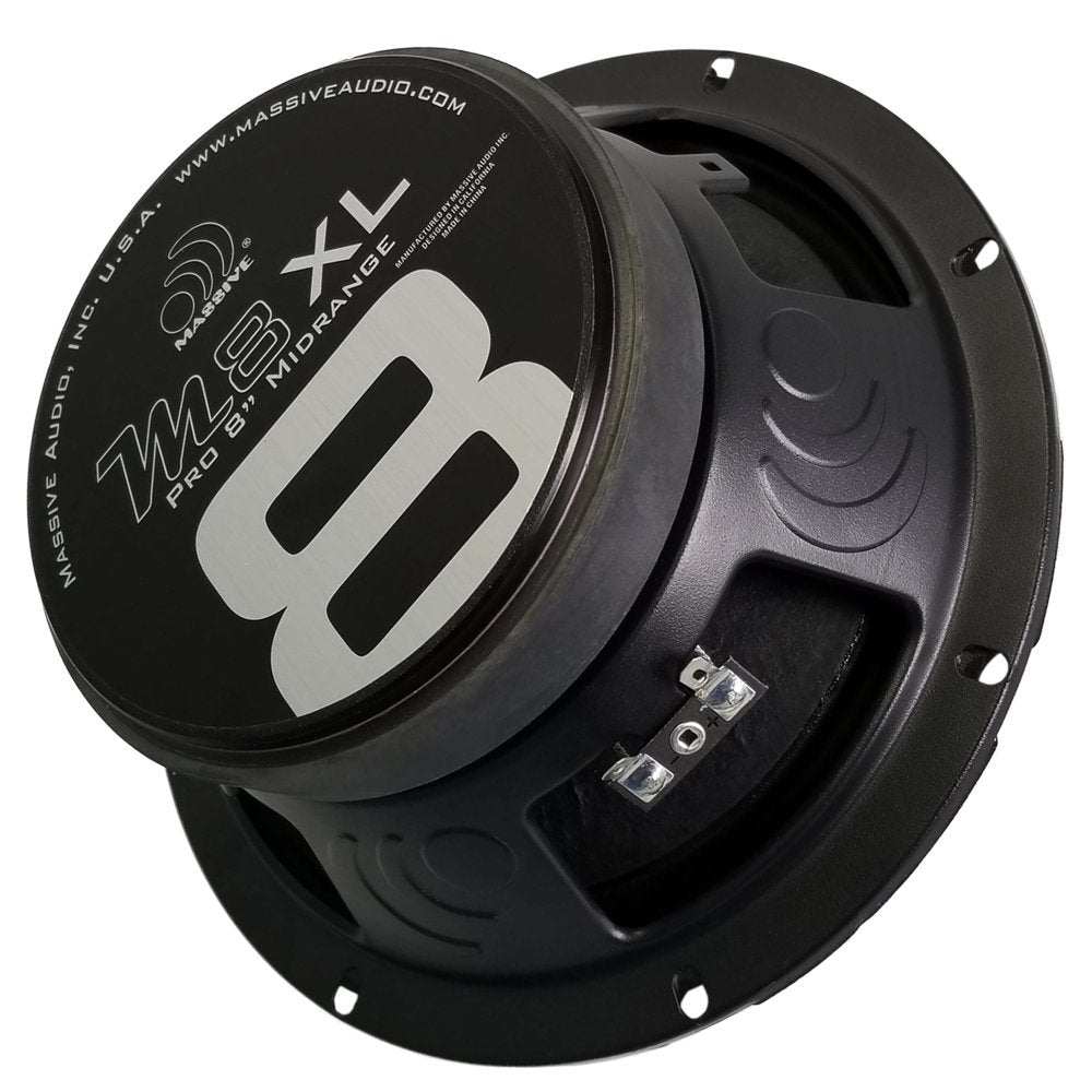 8" Massive Audio M8XL Mid-Range Speaker | 400W Max, 200W RMS, 8 Ohm, Pro Audio Loudspeaker, High SPL Midrange for Car, Motorcycle & UTV Sound Systems