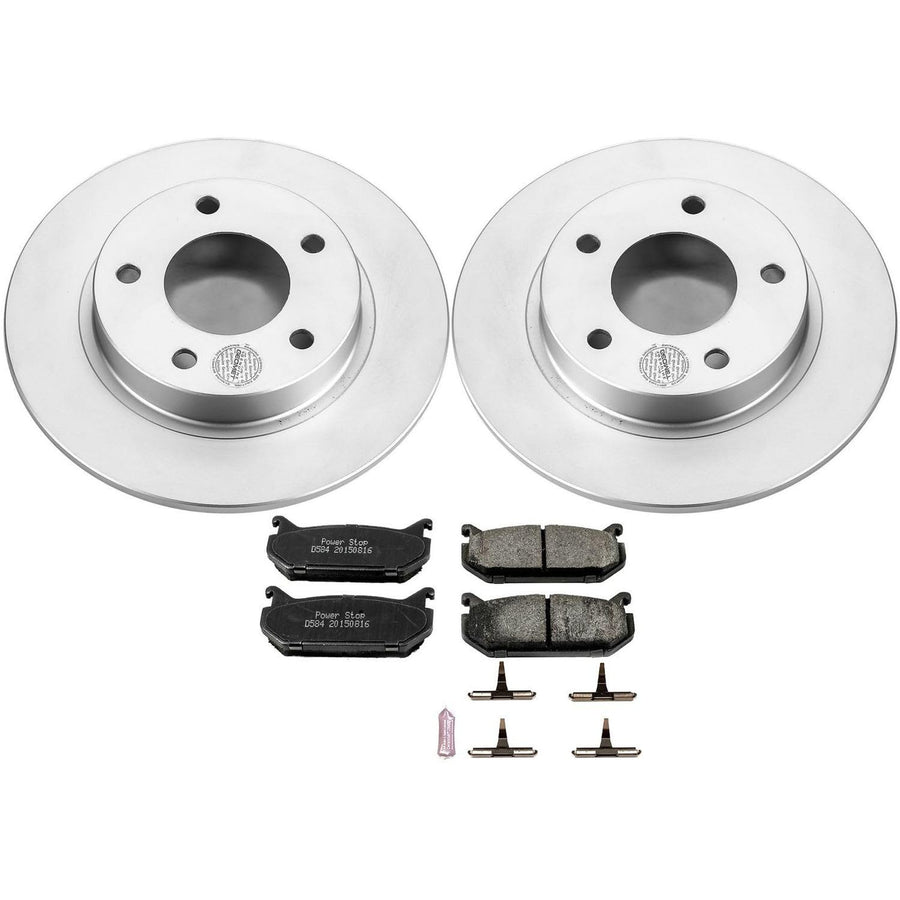 Power Stop Coated Brake Rotor CRK790 and Ceramic Brake Pads- Rear For Ford Probe 1993-1997, Mazda 626 1993-1997, Mazda MX-6 1993-1997 [Model Specific]