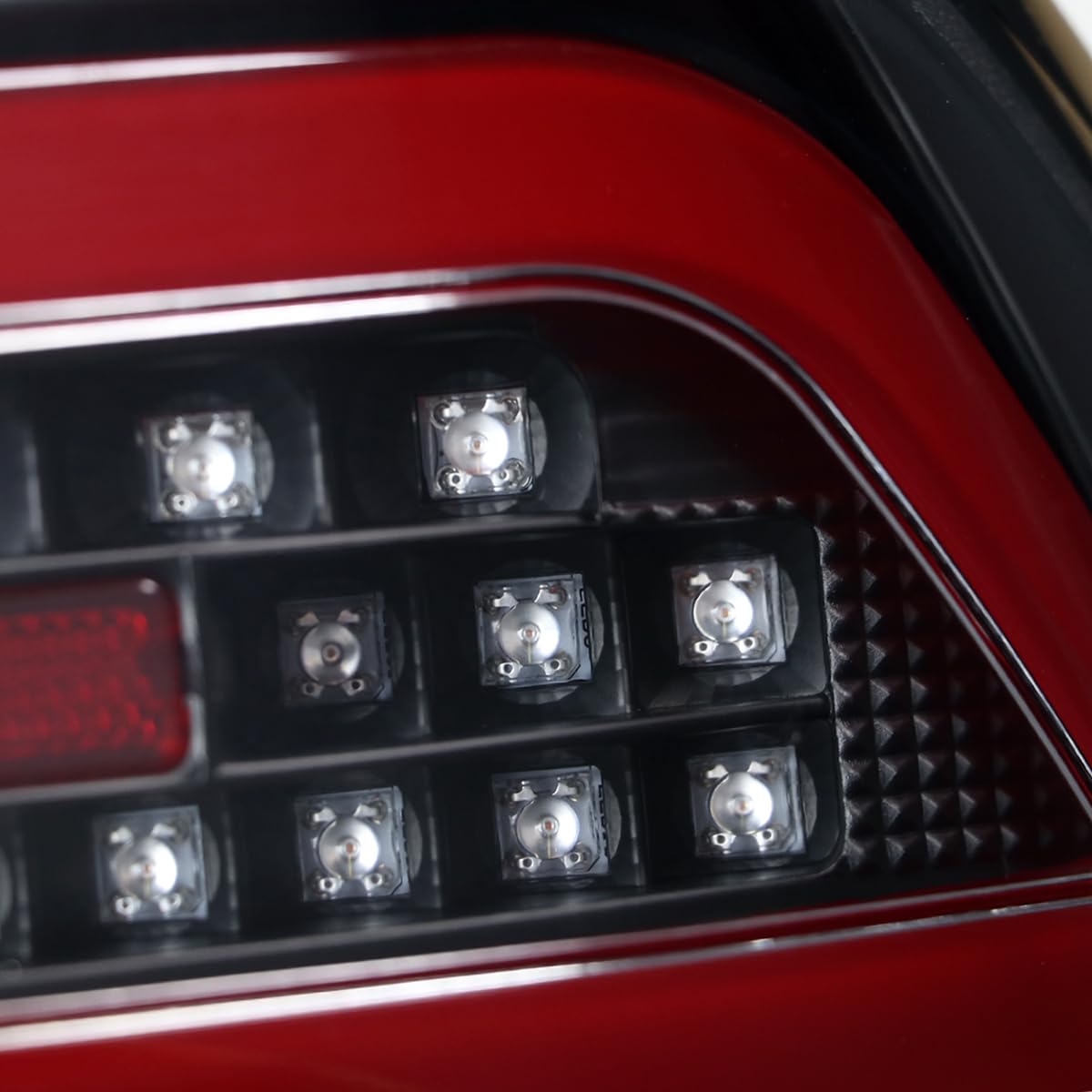 Black Tail Lights w/Red LED Bar SPEC-D TUNING Compatible with 2008-2017 Mitsubishi Lancer, 2008-2015 Mitsubishi Lancer Evolution, Left + Right Pair Assembly