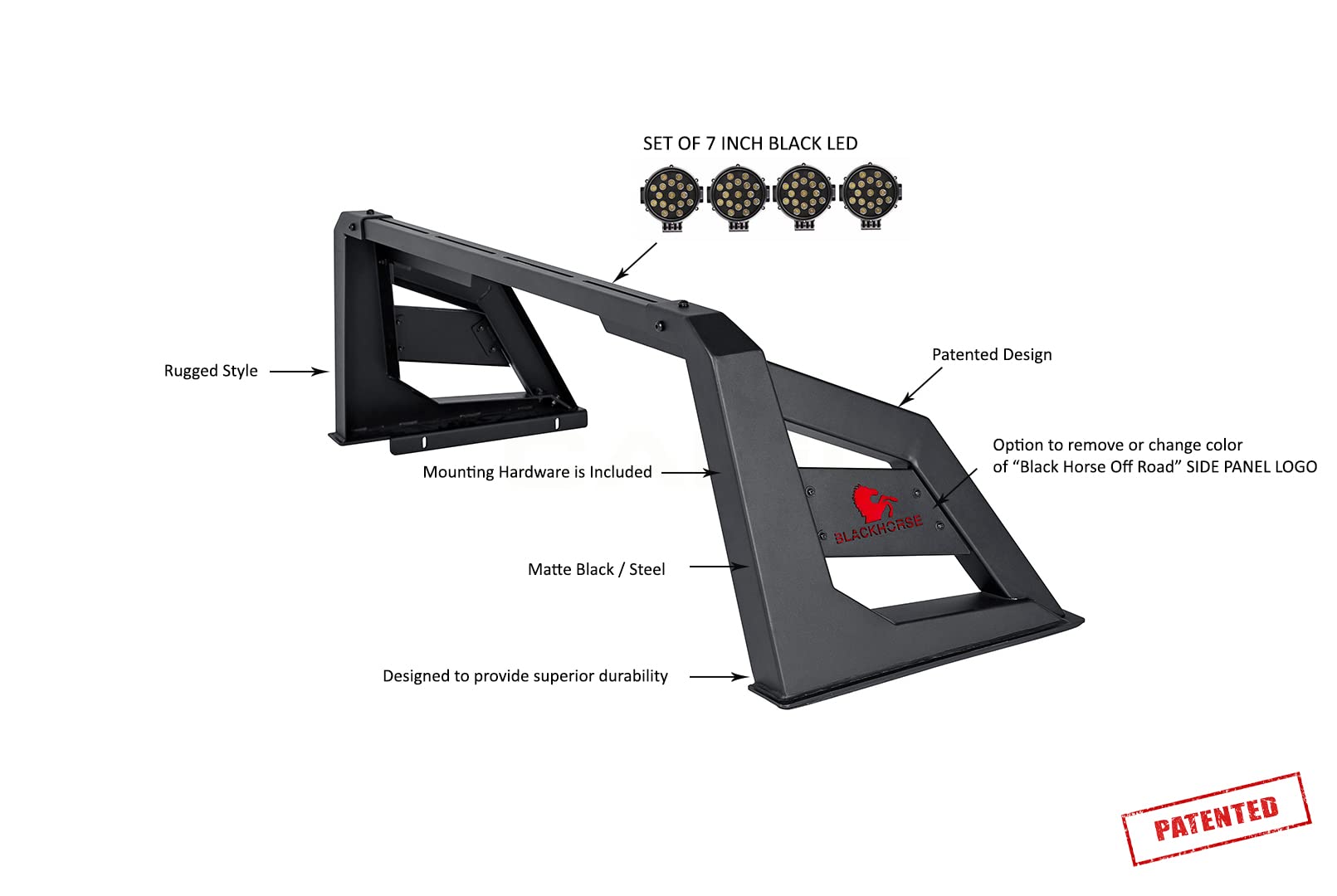 Roll Bar Armour for 1/2 Ton Trucks Compatible with GMC-Ford-Dodge-Matte Black Armour Roll Bar-RB-AR1B-PLB