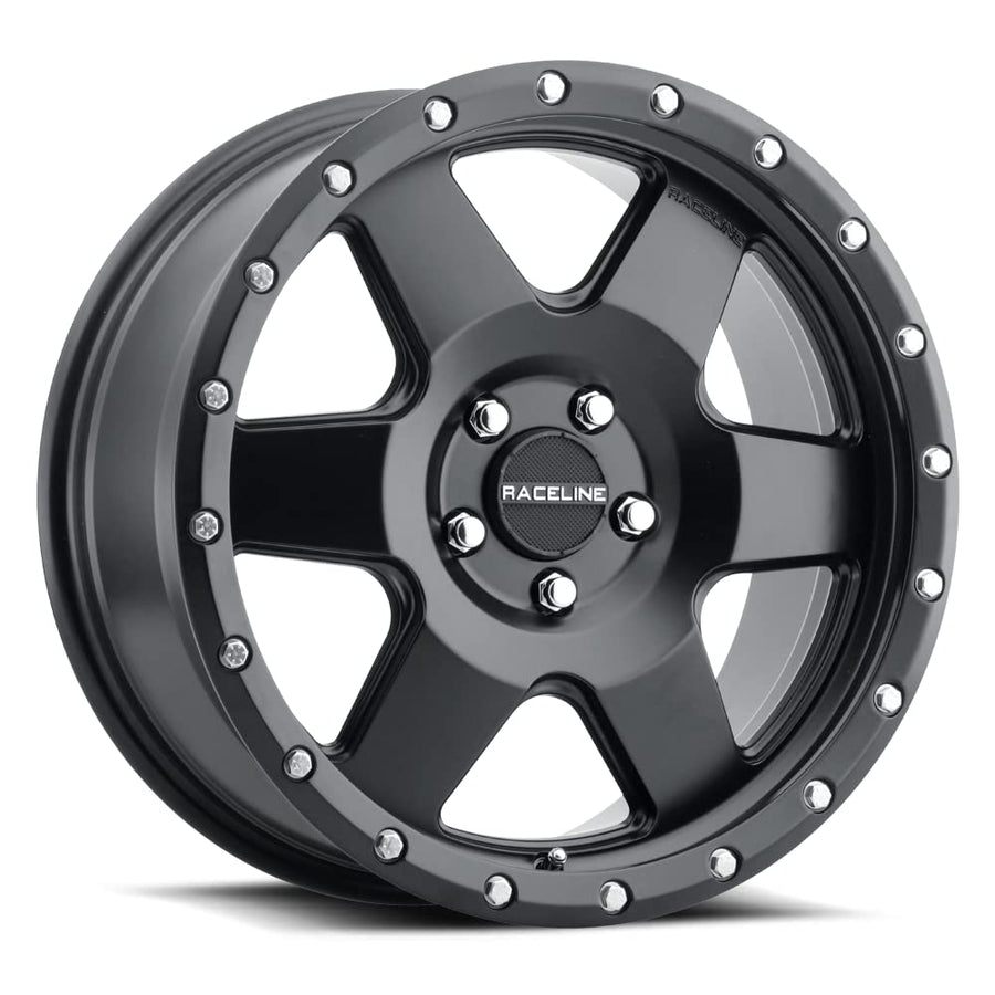 Black Raceline Wheels 946B BOOST Wheel 18X8"5X110 Bolt Pattern +35mm Offset/(5.88"B/S) 6 Spoke Aluminum Passenger Car Wheels, Full Size Replacement Black Car Rims