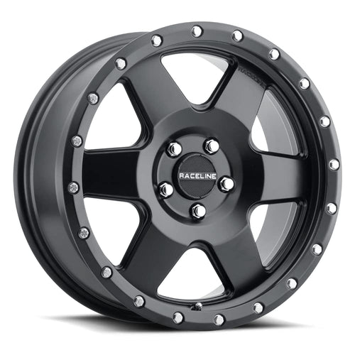 Black Raceline Wheels 946B BOOST Wheel 18X8"5X110 Bolt Pattern +35mm Offset/(5.88"B/S) 6 Spoke Aluminum Passenger Car Wheels, Full Size Replacement Black Car Rims