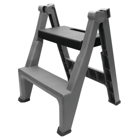 Heavy Duty Performance Tool W85040 2-Step Folding Ladder, 300lb Weight Capacity, Slip-Resistant Tread and Compact Foldable Design for Easy Storage