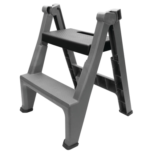 Heavy Duty Performance Tool W85040 2-Step Folding Ladder, 300lb Weight Capacity, Slip-Resistant Tread and Compact Foldable Design for Easy Storage