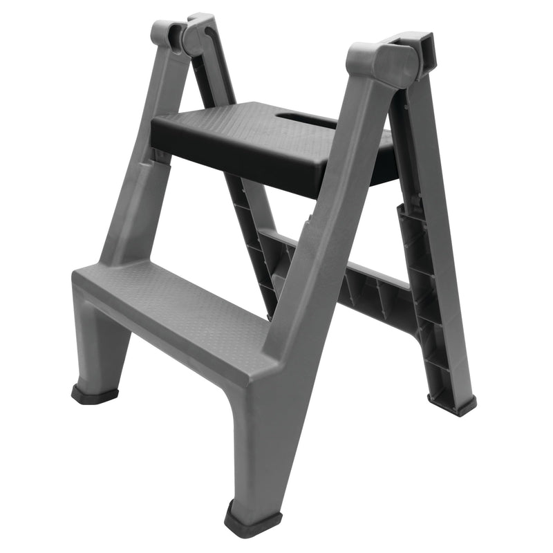 Heavy Duty Performance Tool W85040 2-Step Folding Ladder, 300lb Weight Capacity, Slip-Resistant Tread and Compact Foldable Design for Easy Storage