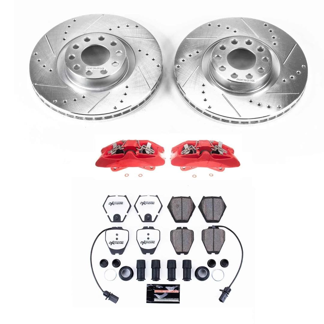 Power Stop Z26 KC948-26 Front Caliper Kit-Drilled/Slotted Rotors, Carbon Ceramic Brake Pads, Calipers For Audi A6 Quattro 2000-2004, Audi S6 2002-2003 [Model Specific]