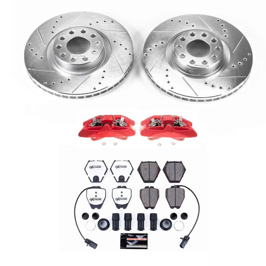 Power Stop Z26 KC948-26 Front Caliper Kit-Drilled/Slotted Rotors, Carbon Ceramic Brake Pads, Calipers For Audi A6 Quattro 2000-2004, Audi S6 2002-2003 [Model Specific]