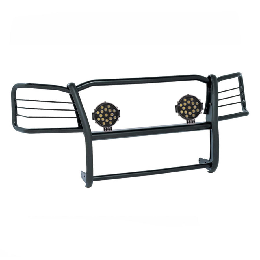 Bumper Guard Black Horse Grille brush Modular Come With pair of 7.0"Dia.LED Lights with Trim Rings Compatible with 2015-2024 Chevrolet Express Passenger-17GV02MA-PLB