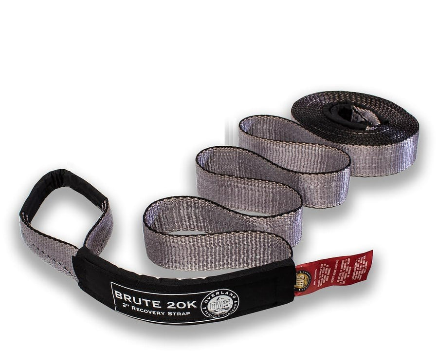 Tow Strap Overland Vehicle Systems 20,000 lb. 2" x 30' Gray with Black Ends & Storage Bag Universal - 20,000 lb. Breaking Strength - for Use in Automotive Recovery and Towing