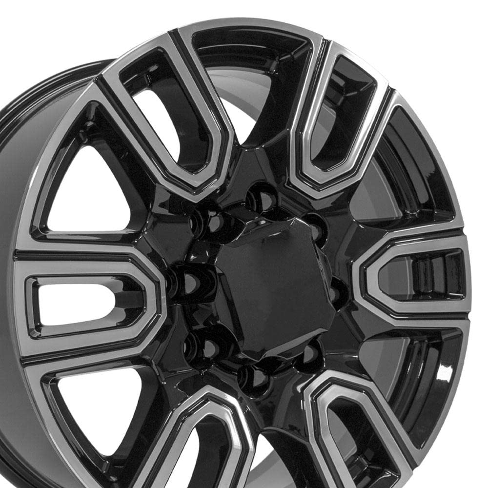 20 Inch OE Wheels CV96B Rim Fits GMC Sierra 2500/3500 AT4 Style 8x180 20x8.5 Gloss Black Machined - Hollander 5950 (1)