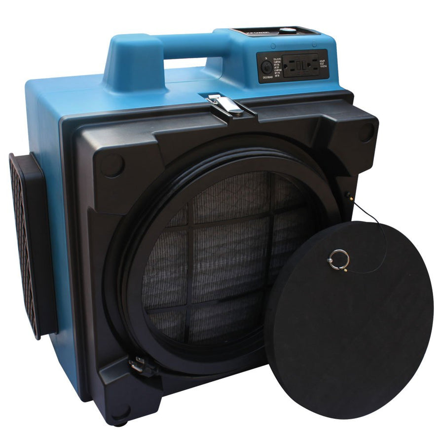 XPOWER Air Scrubber X-3400A 3 Stage Filtration, Negative Machine w/Power Outlets, 3 Stage Airbourne Cleaner, Scrubber HEPA Filter System for Water Damage Restoration, Commercial & Home Use, Blue