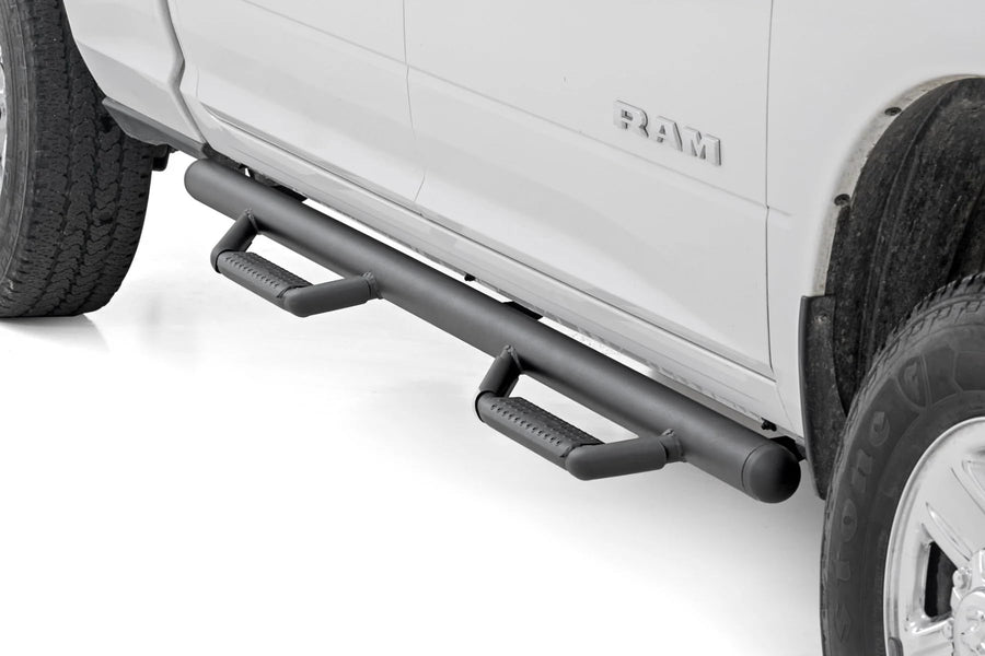 Rough Country Nerf Step Bars for Ram Dodge 1500/2500/3500 (2019-2025) SRW Crew Cab - Rugged Full Length Nerf Bars with Side Steps, Bolt-On Install