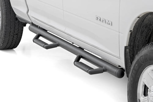 Rough Country Nerf Step Bars for Ram Dodge 1500/2500/3500 (2019-2025) SRW Crew Cab - Rugged Full Length Nerf Bars with Side Steps, Bolt-On Install