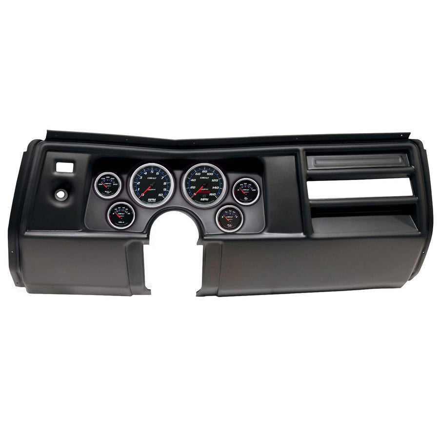 AutoMeter Dash Kit Direct Fit, (3 3/8" X2, 2 1/16" X4), Chevy Chevelle No Vent 69, Cobalt (2908-05)