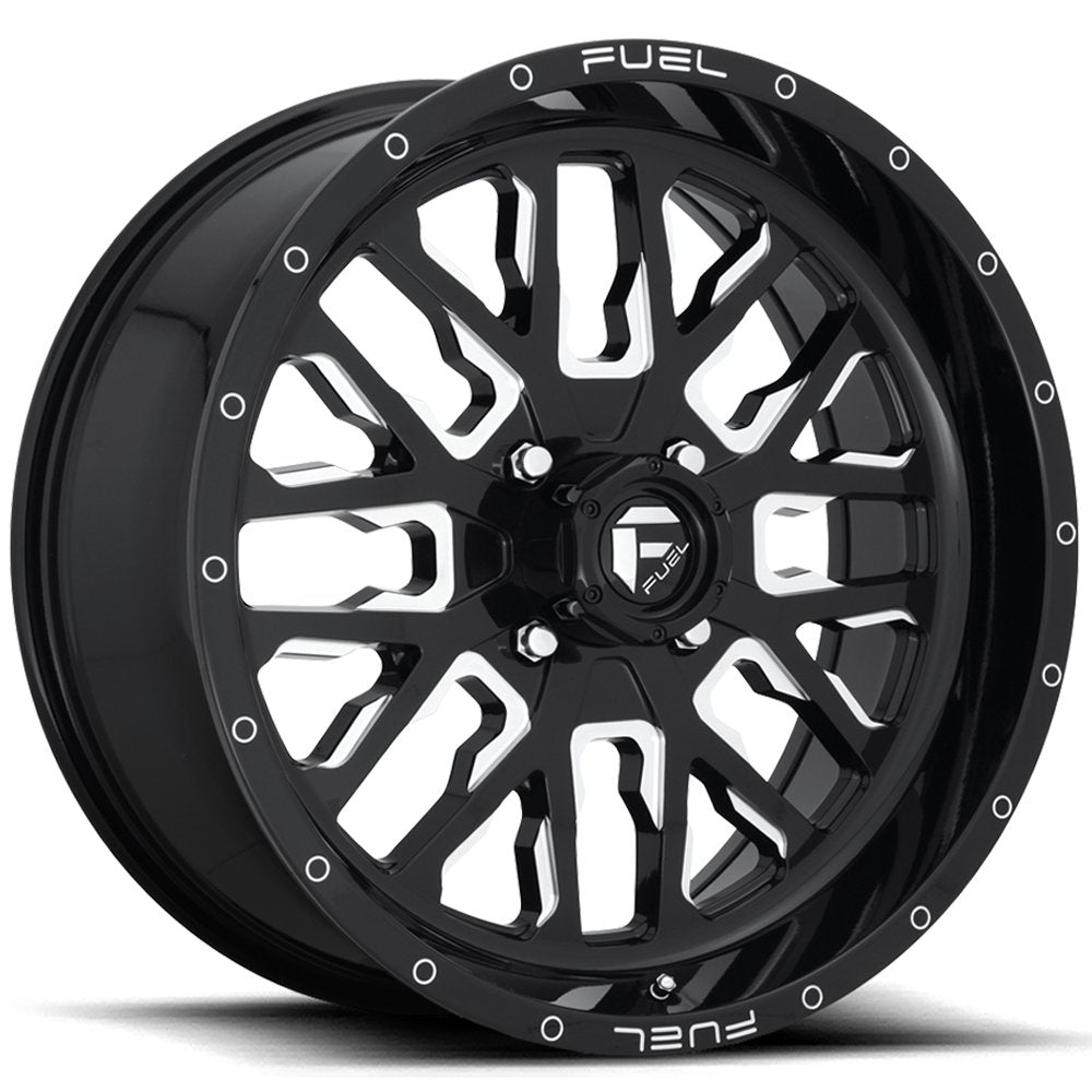 D611 STROKE Bolt Pattern: 4x156/, 22x7 Offset: 13, GLOSS BLACK MILLED, set of 1