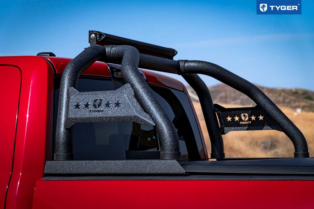 Tyger Auto Sport Bar Compatible with 2002-2018 Dodge Ram 1500; 2500 3500 2002-2023; 2019-2024 Classic | Fleetside 6.5/8' Bed | TG-SB7D88258 | Textured Black | Light Mount | Roll Bar