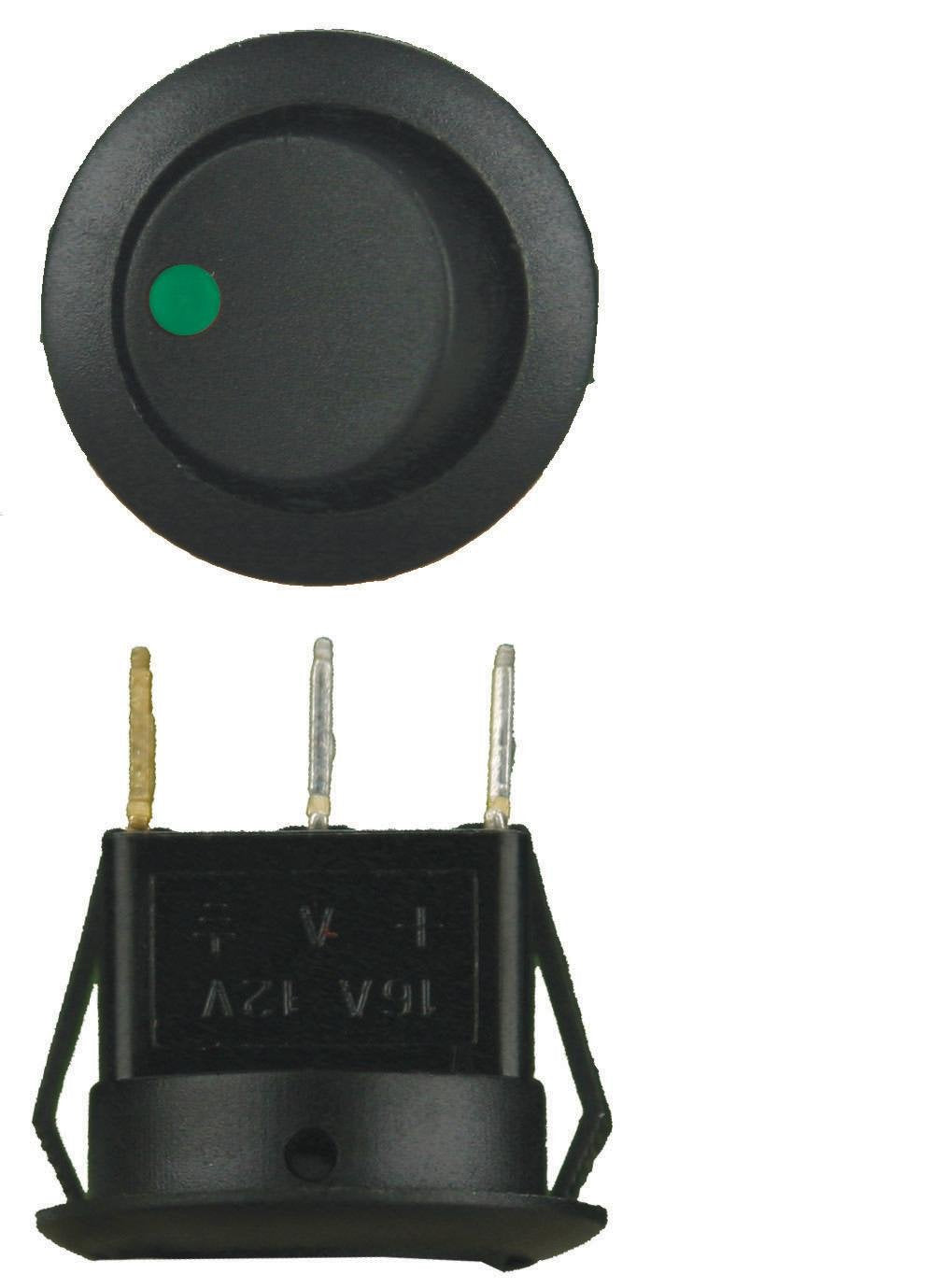 Green Led Round Rocker Switch No Leads 5 Bag -IBRRSG