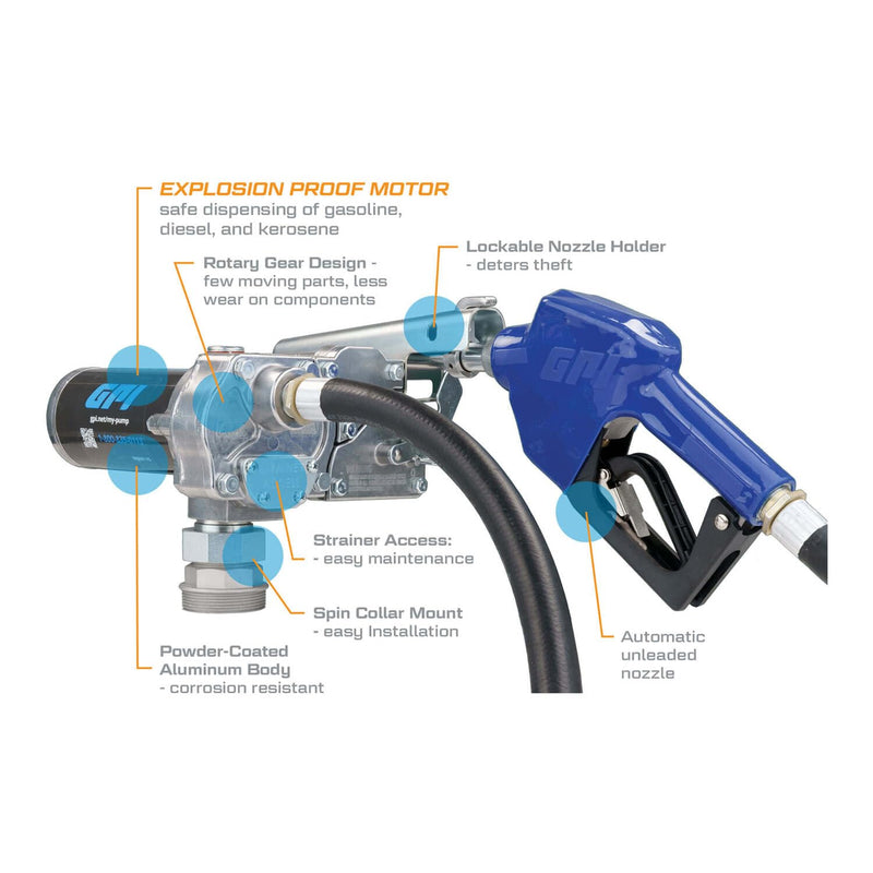 M-1115 Series GPI Fuel Transfer Pump, Automatic Shut-Off Nozzle, 12 GPM, 115 Volt (110000-82)