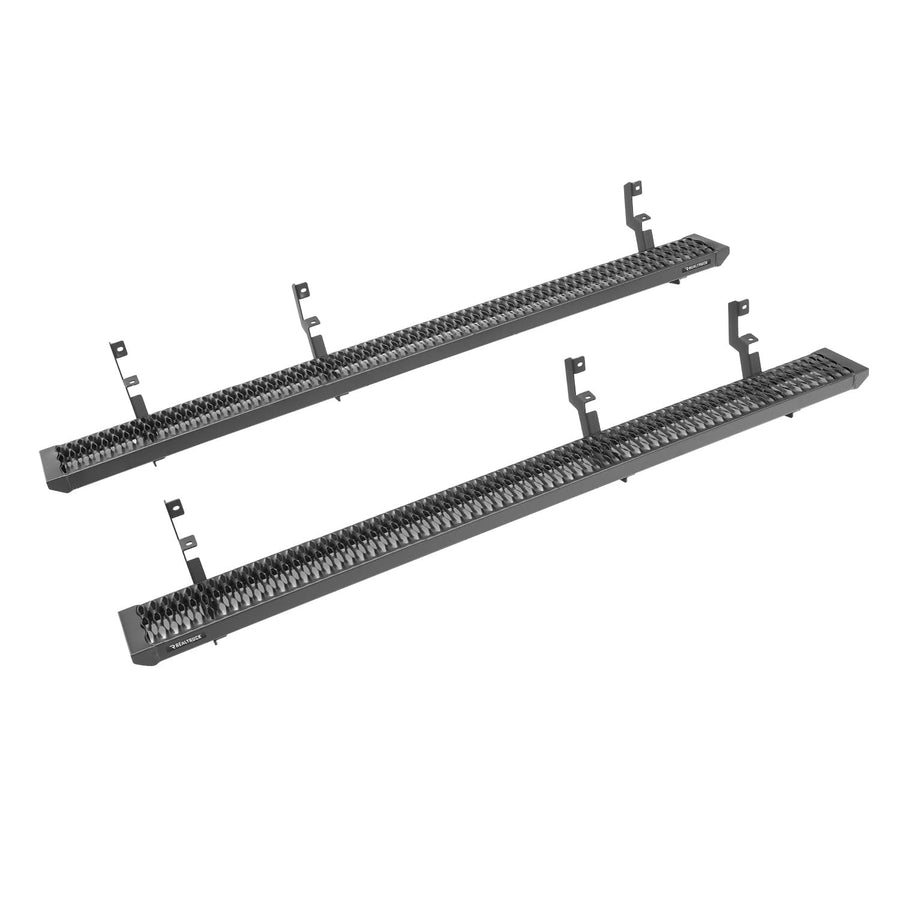 Growler Steps RealTruck for Silverado/Sierra | Cab Length, Rust-Proof Aluminum, Textured Black | GFC19CC-TX | Fits 2019 - 2026 Chevrolet / GMC 1500, 20-26 2500 / 3500 Crew Cab
