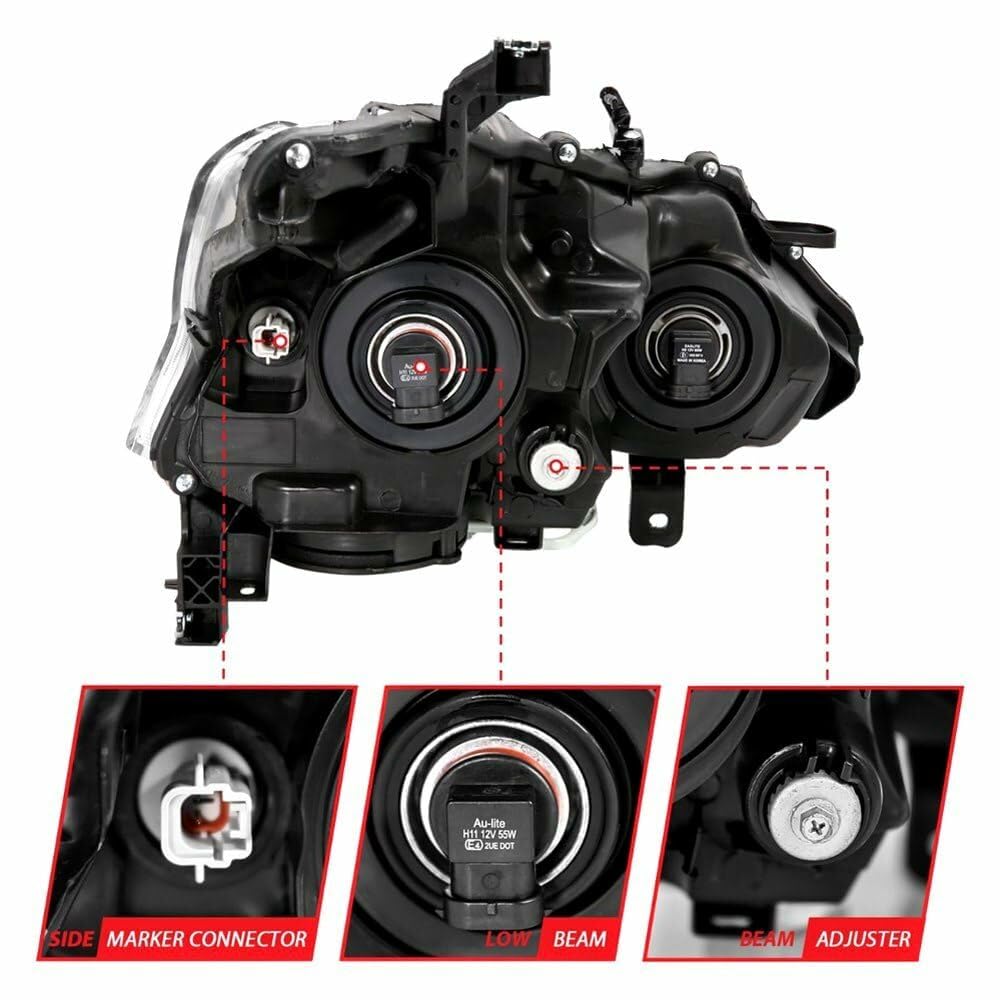 2013-2015 Nissan Altima ANZO Projector Headlight Chrome Amber