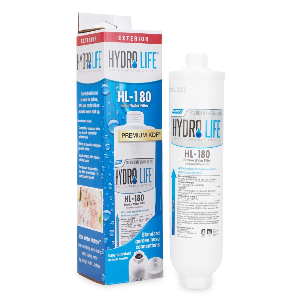 Camco 52133 Hydro Life HL-180 Disposable Inline Hose Filter