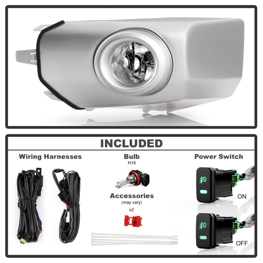 Toyota FJ Cruiser 2007-2014 Spyder Fog OEM Style Fog Lights W/Switch - Clear