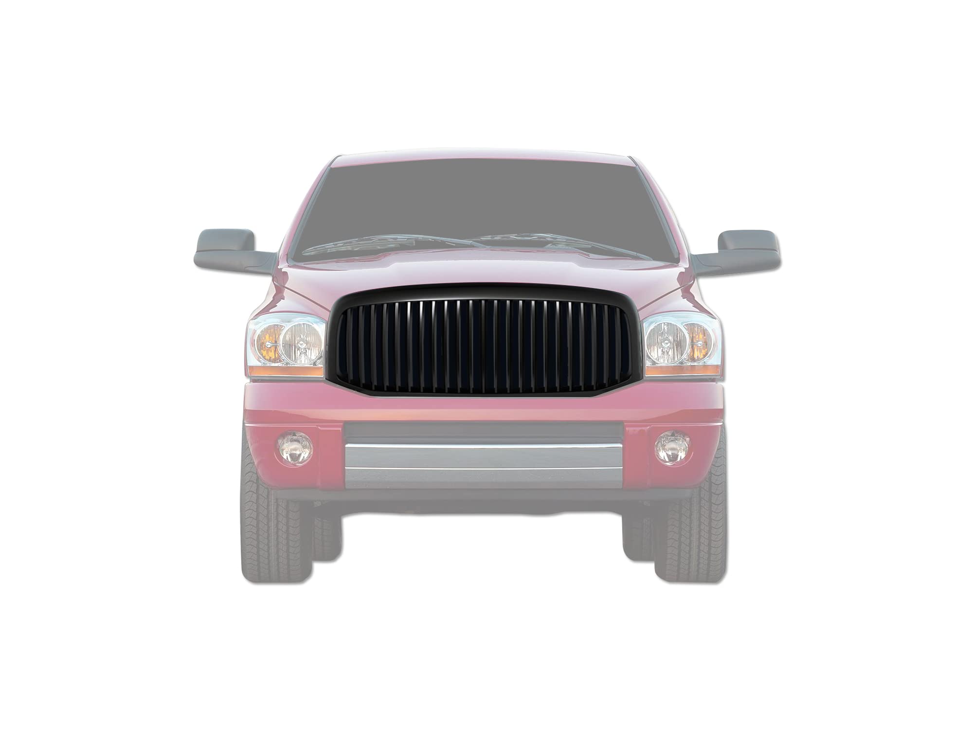 Vertical Front Hood Grille Armordillo USA - Matte Black Fits 2006-2008 Dodge Ram 1500/2006-2009 2500 3500