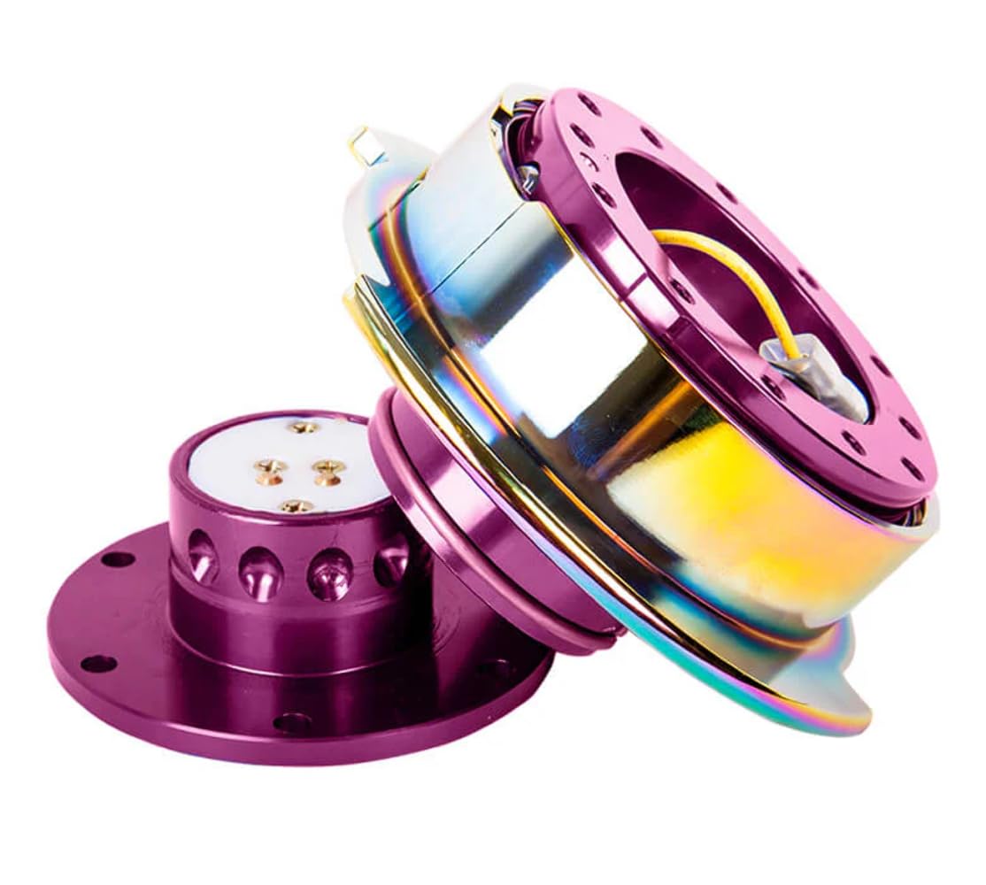 NRG Innovations Gen 2.5 NRG-SRK-250PP-MC Race Steering Wheel Quick Release Kit Adapter Purple Body/Neo Chrome Ring, 6x70 and 6x74mm Bolt Patterns