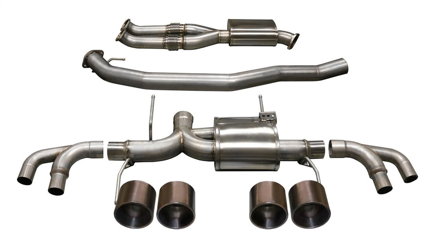Xtreme Cat-Back Exhaust System Corsa Performance 14999BRZ Dual Rear Exit 3.5 in. Dia. Incl. Muffler/Pipes/Clamps/Quad 5 in. Dual Wall Flat-Cut Pro-Series Bronze Tips