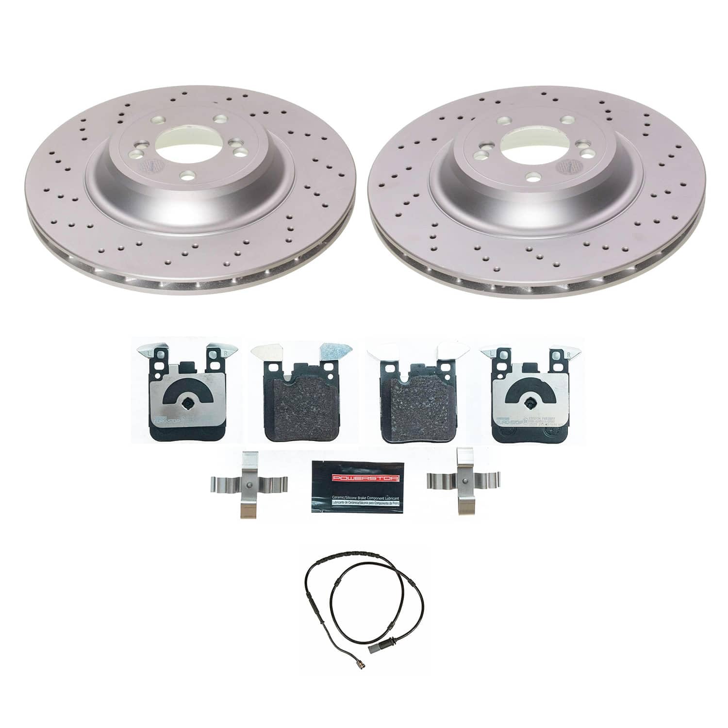 POWERSTOP Euro-Stop Rear Brake Pads and Rotors Kit For BMW M2 2016-2018, BMW M3 2015-2018, BMW M4 2015-2020 ECE-R90 Certified [Vehicle Specific]