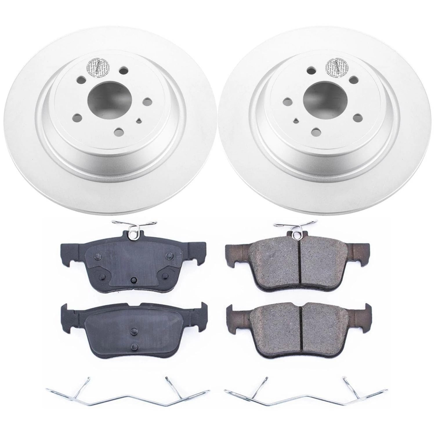 Power Stop Coated Brake Rotor and CRK6817 Ceramic Brake Pads- Rear For Ford Fusion 2013-2016, Lincoln MKC 2015-2019, Lincoln MKZ 2013-2016 [Model Specific]