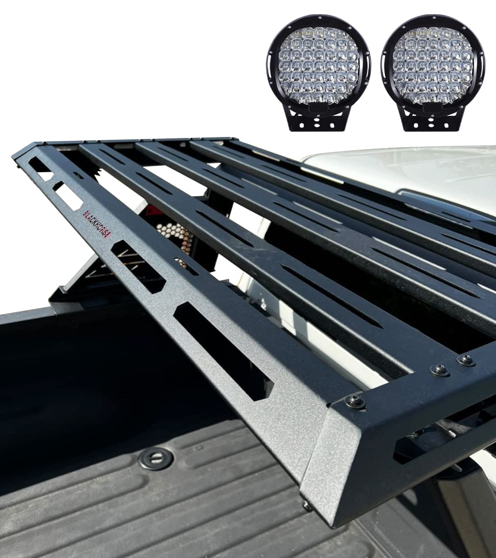 Armour II Black Horse Off Road Roll Bar W/Basket Kit Compatible with 2005-2023 Toyota Tacoma-AR2-03BA3-PL69B