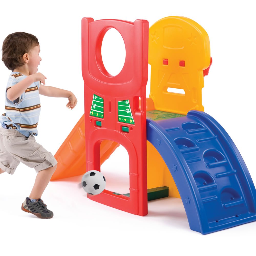 Step2 All-Star Sports Climber, Indoor/Outdoor Kids Playset, Backyard Playground Set, Slides, Climbing, Basketball Hoop, Football Toss, Soccer Goal, Balls Included, Jungle Gym, 3-6 Years Old Toddlers