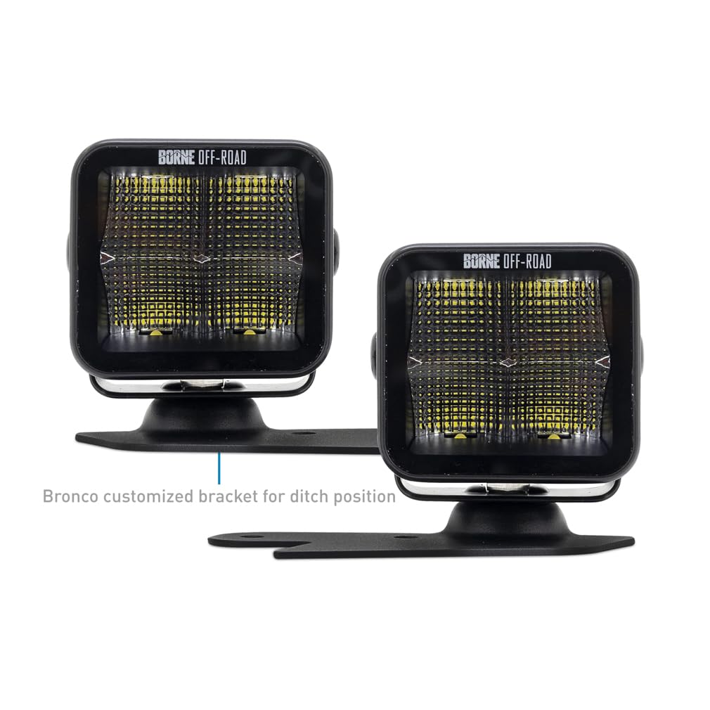 Ford Bronco Borne Off-Road Ditch Light Set (2) 3X3 Flood Upfit