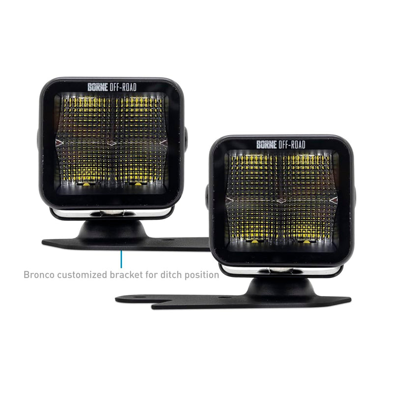 Ford Bronco Borne Off-Road Ditch Light Set (2) 3X3 Flood Upfit