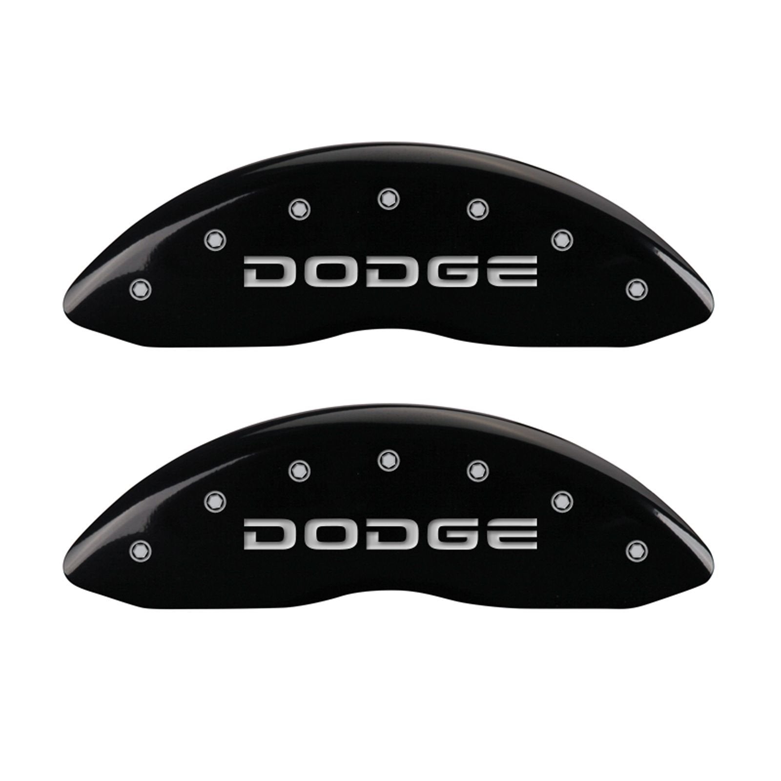 MGP Caliper Covers 'Broken Dodge' 12043SDODBK Engraved Caliper Cover with Black Powder Coat Finish and Silver Characters, (Set of 4)