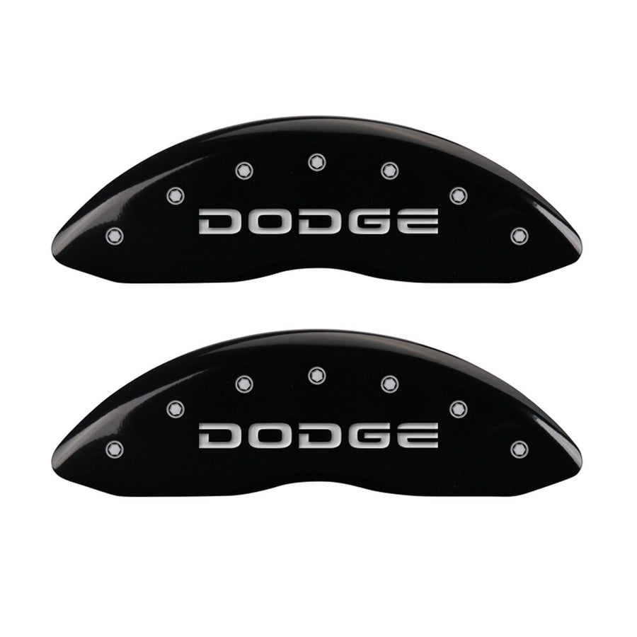 MGP Caliper Covers 'Broken Dodge' 12134SDODBK Engraved Caliper Cover with Black Powder Coat Finish and Silver Characters, (Set of 4)