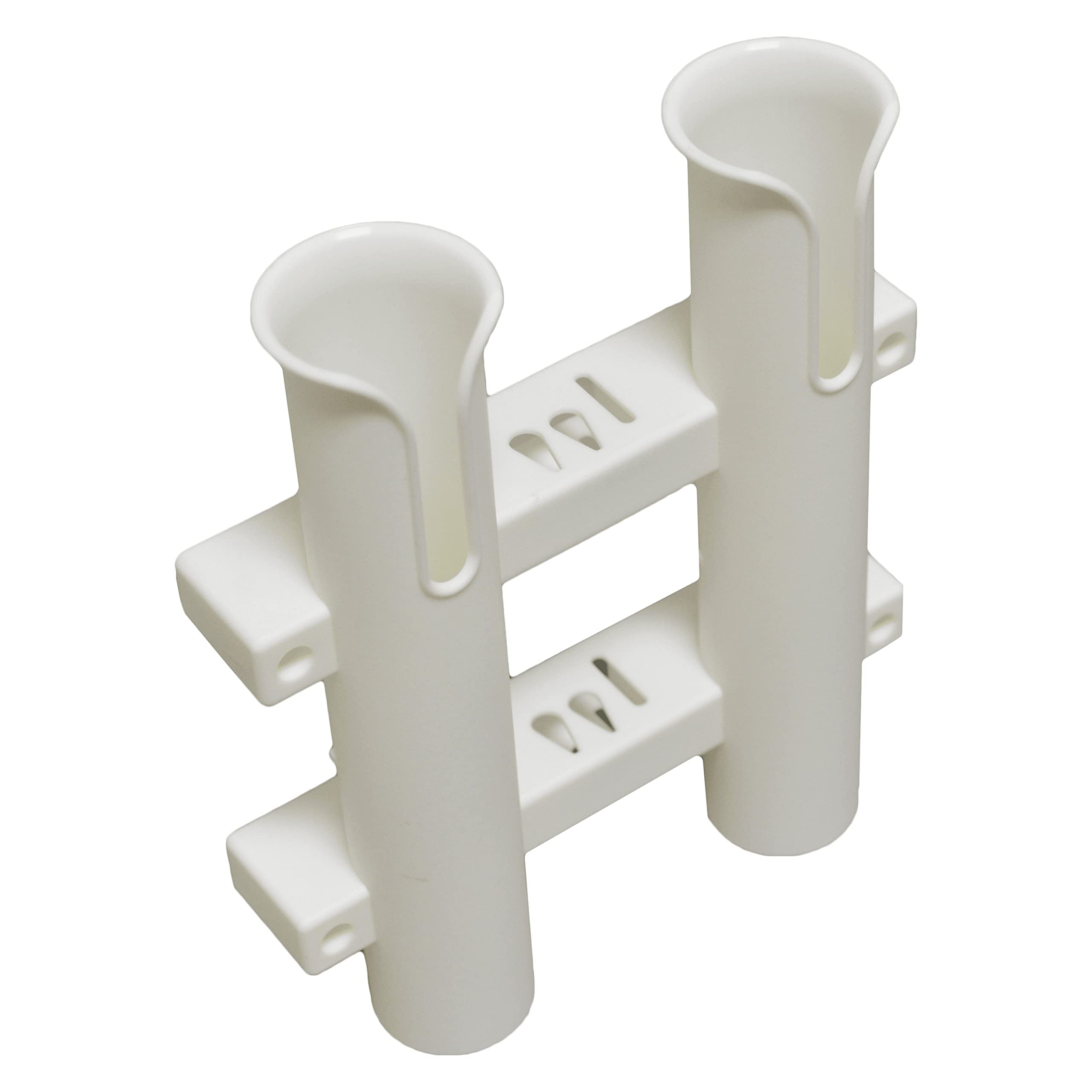 2 in 1 T-H Marine Fishing Rod Holder | Molded Rod Rack with Storage Slots for Knife, Pliers & Lures - White