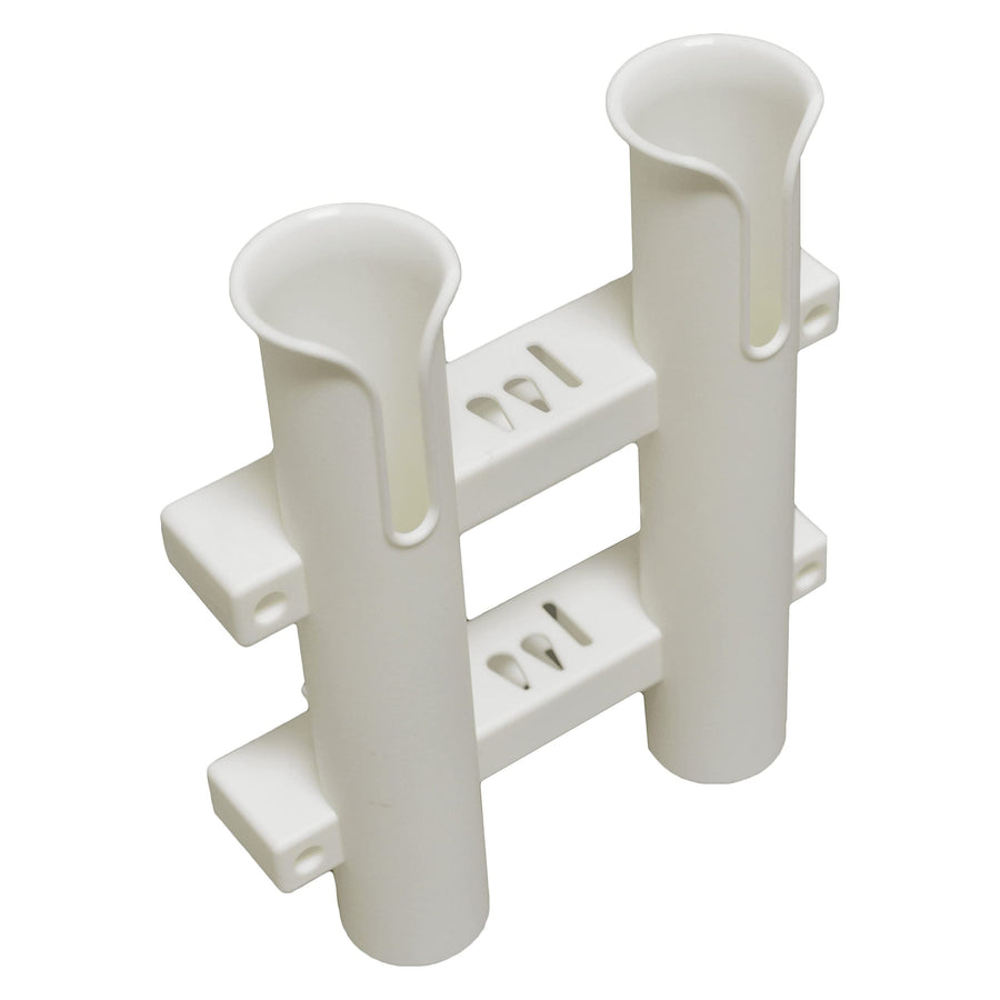 2 in 1 T-H Marine Fishing Rod Holder | Molded Rod Rack with Storage Slots for Knife, Pliers & Lures - White